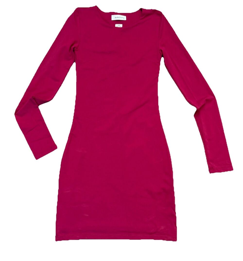 Aritzia Babaton Contour Crew Neck Stretch Bodycon Midi Dress Fuchsia XXS